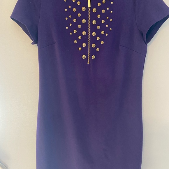 Michael Kors Purple Gold Embellished Dress Sz M - Picture 3 of 4